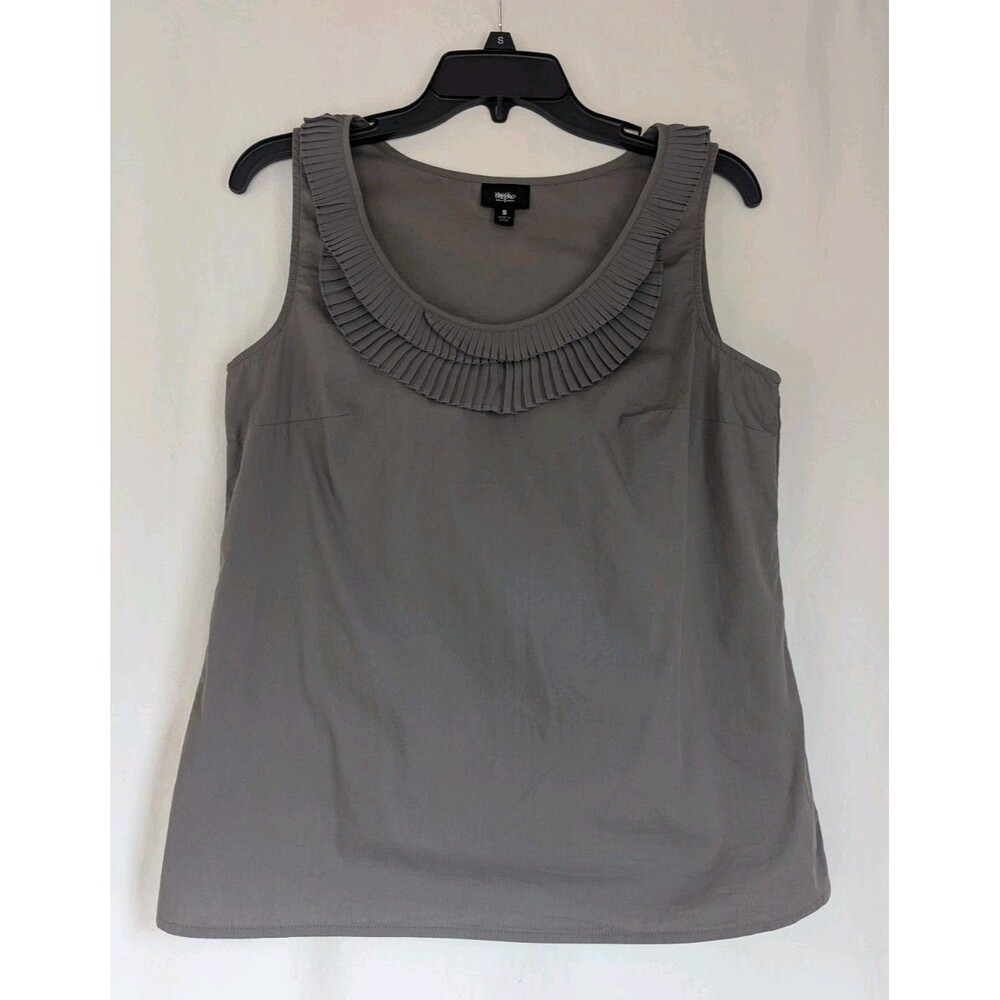 Mossimo  Sleeveless Casual Tank Top Shirt Womens S Gray Pleated  Neckline